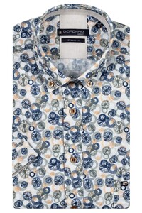 Giordano League Abstract Circles Pattern Linnen Look Overhemd Apple Green-Multi