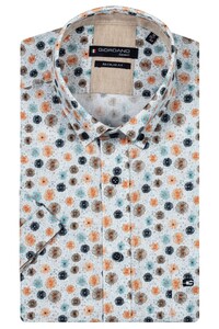 Giordano League Abstract Floral Pattern Cotton Satin Stretch Overhemd Oranje-Multi