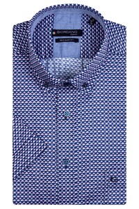 Giordano League Abstract Geometric Pattern Cotton Satin Button Down Shirt Purple-Navy