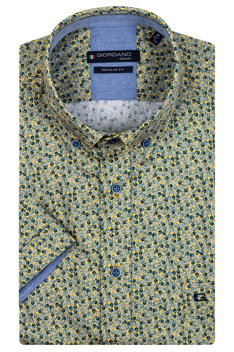 Giordano League Avocado Print Button Down Shirt Yellow-Blue