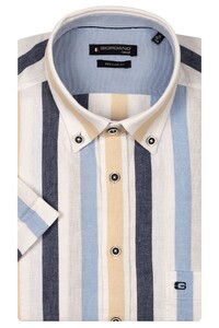 Giordano League Bold Stripe Cotton Linnen Overhemd Navy-Multi