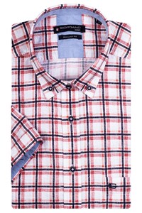 Giordano League Button Down Cotton Linnen Check Overhemd Soft Coral