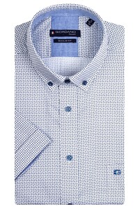Giordano League Button Down Cotton Satin Mini Pattern Overhemd Cobalt