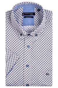 Giordano League Button Down Retro Star Pattern Shirt Lilac-Grey-Blue