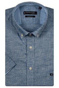 Giordano League Button-Down Solid Hemp Yarn Fabric Overhemd Denim Blue