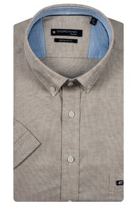 Giordano League Button-Down Solid Hemp Yarn Fabric Overhemd Donker Beige