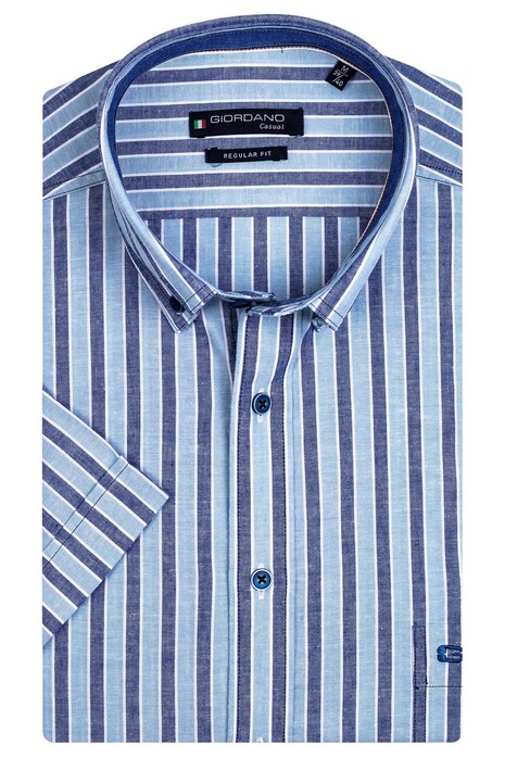 Giordano League Button Down Stripe Shirt Blue-Navy