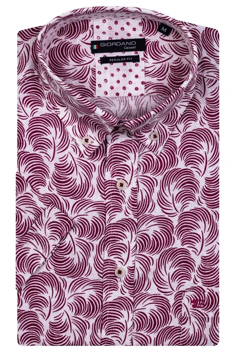 Giordano League Button Down Swirl Pattern Cotton Linen Shirt Pink
