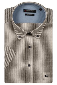 Giordano League Button-Down Washed Linen Fine Stripe Shirt Green