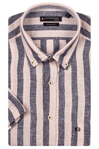 Giordano League Button-Down Washed Linen Stripe Shirt Pink
