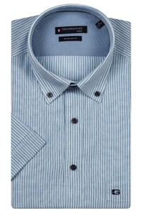 Giordano League Button-Down Washed Linnen Fine Stripe Overhemd Pastel Blauw
