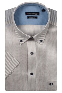 Giordano League Button-Down Washed Linnen Fine Stripe Overhemd Zand