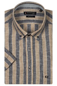 Giordano League Button-Down Washed Linnen Stripe Overhemd Kitt