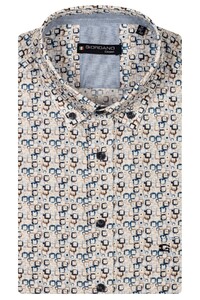 Giordano League Graphic Squares Pattern Linnen Look Overhemd Navy-Multi