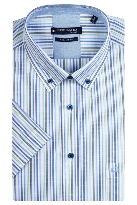 Giordano League Multicolor Stripes Overhemd Groen-Blauw