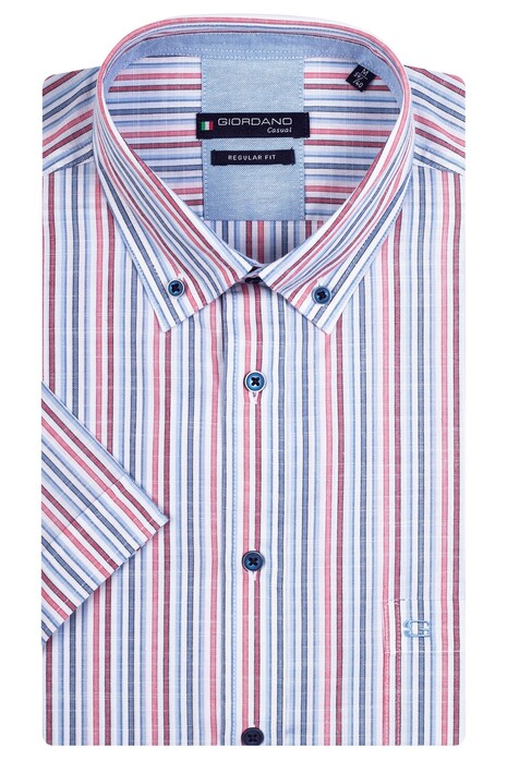 Giordano League Multicolor Stripes Overhemd Rood-Blauw