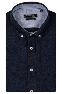 Giordano League Soft Washed Linen Button Down Shirt Navy