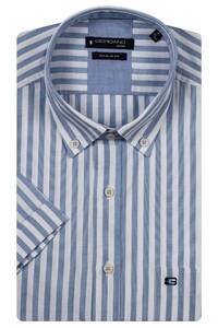 Giordano League Stripe Oxford Button-Down Overhemd Licht Blauw