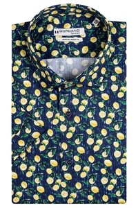 Giordano Lemon Stripes Fantasy Lago Semi Cutaway Shirt Navy-Green-Yellow