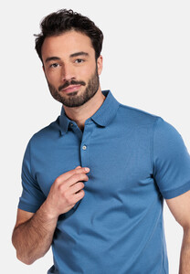 Giordano Lino Liquid Cotton Short Sleeve Polo Denim Blue