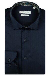 Giordano Locarno Semi Cutaway Libery Fabric Contrast Two-Ply Plain Twill Overhemd Navy