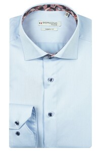 Giordano Locarno Semi Cutaway Libery Fabric Contrast Two-Ply Plain Twill Overhemd Soft Blue
