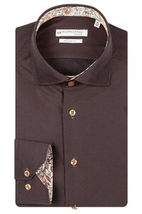 Giordano Locarno Semi Cutaway Two-Ply Plain Twill Shirt Dark Brown Melange