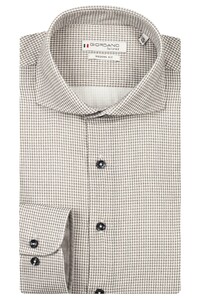 Giordano Locarno Soft Brushed Houndstooth Twill Semi Cutaway Collar Shirt Soft Grey