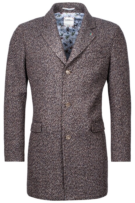 Giordano Long Coat Boucle Look Jas Brown-Multi