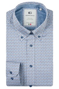 Giordano Loretto Allover Mini Squares Satin Stretch Shirt Navy