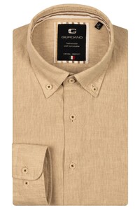 Giordano Loretto Button Down Cotton Linen Mélange Shirt Sand
