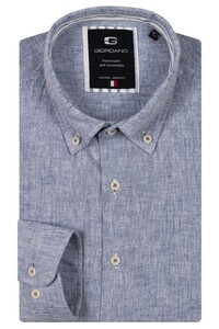 Giordano Loretto Button Down Cotton Linnen Mélange Overhemd Navy