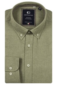 Giordano Loretto Button-Down Melange Flannel Twill Shirt Green