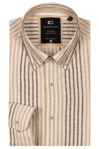 Giordano Loretto Cotton Linen Stripe Button-Down Shirt Kitt