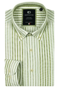 Giordano Loretto Cotton Linnen Stripe Button-Down Overhemd Pastel Groen