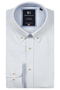Giordano Loretto Fine Striped Washed Classic Oxford Button-Down Shirt Soft Blue