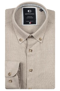 Giordano Loretto Mini Pattern Button-Down Shirt Dark Brown Melange