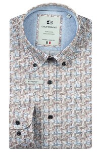 Giordano Loretto Paperclip Pattern Button-Down Satin Stretch Overhemd Deep Mauve-Multi