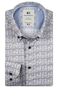 Giordano Loretto Paperclip Pattern Button-Down Satin Stretch Shirt Navy-Multi
