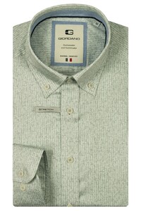 Giordano Loretto Satin Stretch Linnen Look Herringbone Button-Down Overhemd Pastel Groen