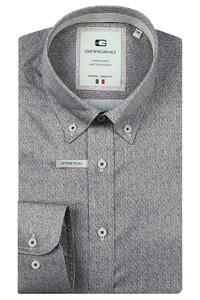 Giordano Loretto Satin Stretch Micro Herringbone Shirt Dark Brown Melange