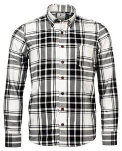 Giordano Lucca Button Down Oxford Check Overshirt Off White-Black