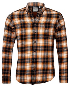 Giordano Lucca Button Down Patchwork Check Overshirt Geel-Oranje