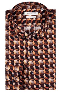 Giordano Maggiore 3D Squares Pattern Overhemd Geel