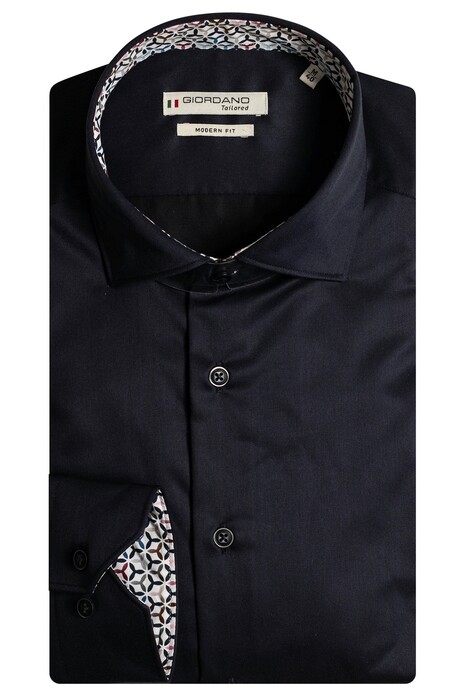 Giordano Maggiore Abstract Pattern Contrast Fine Twill Overhemd Navy