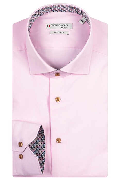 Giordano Maggiore Abstract Pattern Contrast Fine Twill Overhemd Zacht Roze