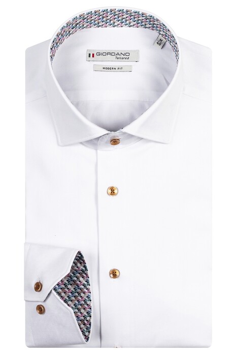 Giordano Maggiore Abstract Pattern Contrast Fine Twill Shirt White