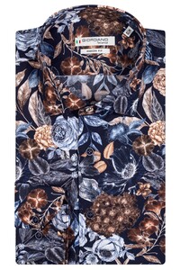 Giordano Maggiore Allover Flower Pattern Overhemd Navy-Bruin