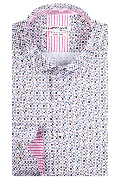 Giordano Maggiore Allover Mini Squares Pattern Overhemd Roze-Blauw