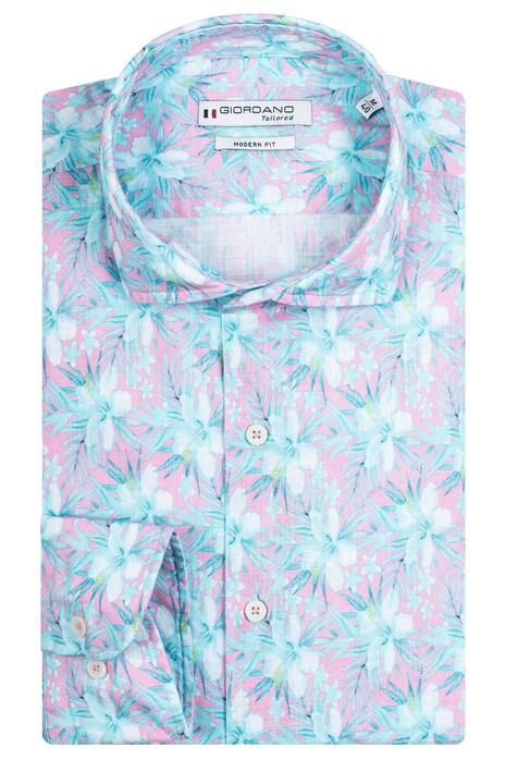 Giordano Maggiore Big Wild Flower Pattern Overhemd Soft Pink-Turquoise